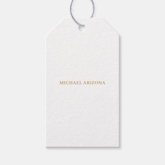 Goud & Witte Kleur Minimalistisch Eenvoudig Modern Cadeaulabel (Voorkant)