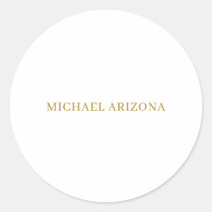 Goud & Witte Kleur Minimalistisch Eenvoudig Modern Ronde Sticker