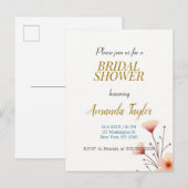 Goud Witte Kleur Minimalistische Bruidsdouche Aankondigingskaart (Voorkant / Achterkant)