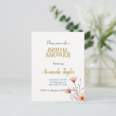 Goud Witte Kleur Minimalistische Bruidsdouche Aankondigingskaart (Staand voorkant)