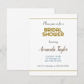 Goud Witte Kleur Minimalistische Bruidsdouche RSVP Kaartje (Voorkant / Achterkant)