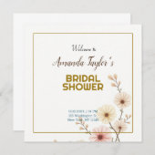 Goud Witte Kleur Minimalistische Bruidsdouche Save The Date (Voorkant / Achterkant)