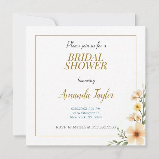 Goud Witte Kleur Minimalistische Bruidsdouche Save The Date (Voorkant)