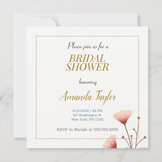 Goud Witte Kleur Minimalistische Bruidsdouche Save The Date (Voorkant)