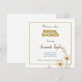 Goud Witte Kleur Minimalistische Bruidsdouche Save The Date (Voorkant / Achterkant)