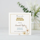 Goud Witte Kleur Minimalistische Bruidsdouche Save The Date (Staand voorkant)