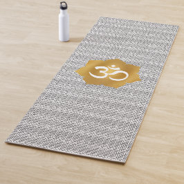 Goud & Witte Lotus Bloem met Ohm Symbool Yogamat
