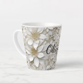 Goud Witte Lotusbloemen Persoonlijk Latte Mok (Linkerhoek)