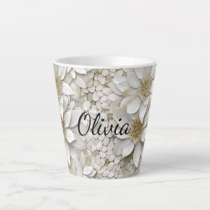 Goud Witte Lotusbloemen Persoonlijk Latte Mok