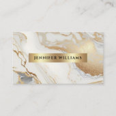Goud Witte Marmer Elegante QR-code Modern Visitekaartje (Voorkant)