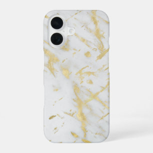 Goud & Witte Marmer Glam Designer Moderne Stijl iPhone 16 Hoesje