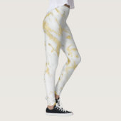 Goud & Witte Marmer Glam Moderne Chic Ontwerper Leggings (Rechts)