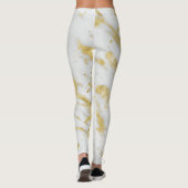 Goud & Witte Marmer Glam Moderne Chic Ontwerper Leggings (Achterkant)