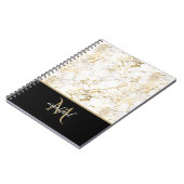 Goud & Witte Marmer met Zwarte Monogram Luxe Notitieboek (Linkerzijde)
