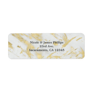 Goud & Witte Marmeren Glam Elegante Moderne Uitnod Etiket