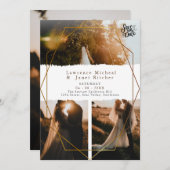 Goud witte minimalistische script 3 foto's trouwda save the date (Voorkant / Achterkant)