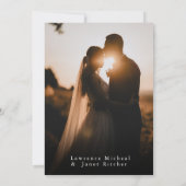 Goud witte minimalistische script 3 foto's trouwfe save the date (Achterkant)