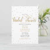 Goud & Witte Moderne Minimalistische Script Bruids Kaart (Staand voorkant)