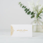Goud Witte Paisley Mandala Visitekaartje (Staand voorkant)