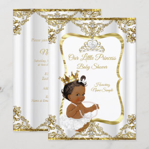 Goud Witte Parel Prinses Baby Shower Etnisch Kaart
