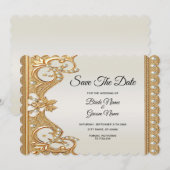 Goud  witte parels Bewaar de datum Kaart (Voorkant / Achterkant)