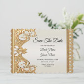 Goud witte parels Bewaar de datum Kaart (Staand voorkant)