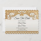 Goud  witte parels Bewaar de datum Kaart (Voorkant)