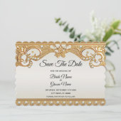 Goud witte parels Bewaar de datum Kaart (Staand voorkant)