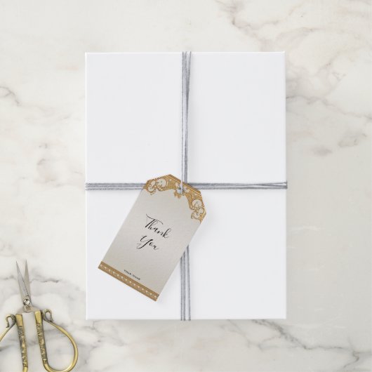 Goud  Witte Parels Gift Label Cadeaulabel (Met Touw)