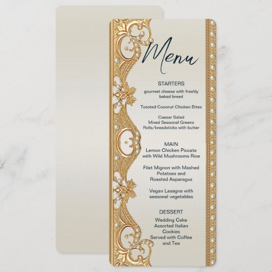 Goud  Witte Parels Menu (Voorkant / Achterkant)