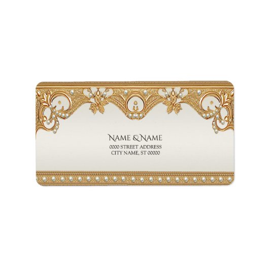 Goud Witte Parels Retour Adres Label (Voorkant)