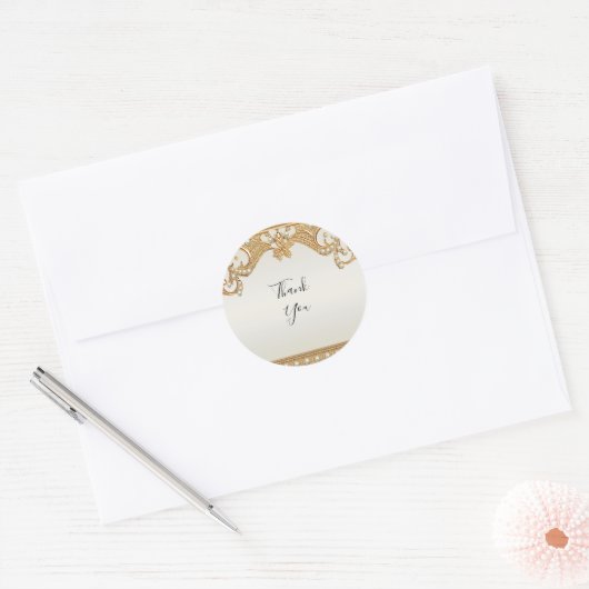 Goud Witte Parels Sticker (Envelop)