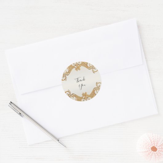 Goud Witte Parels Sticker (Envelop)