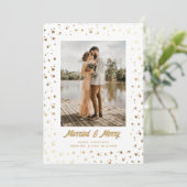 Goud Witte Passen getrouwd Foto Feestdagenkaart (Staand voorkant)