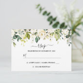 Goud Witte Roze Bruiloft RSVP Kaartje (Staand voorkant)