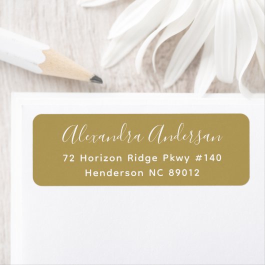 Goud Witte Script Naam Retouradres Etiket (Insitu)