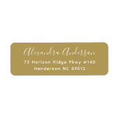 Goud Witte Script Naam Retouradres Etiket (Voorkant)