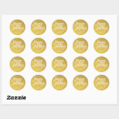 Goud Witte Script Prettig Nieuwjaar Ronde Sticker (Vel)
