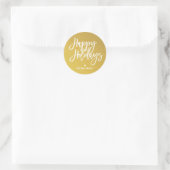 Goud Witte Script Prettig Nieuwjaar Ronde Sticker (Tas)