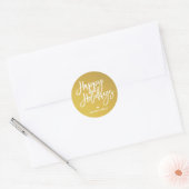 Goud Witte Script Prettig Nieuwjaar Ronde Sticker (Envelop)