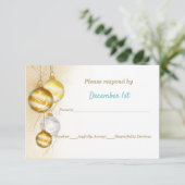 Goud & Witte Sieraad Kerst Huwelijk Kaart (Staand voorkant)