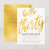 Goud Witte Sla Datum Dertig Verjaardagsfeestje Briefkaart (Voorkant / Achterkant)