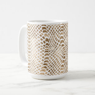 Goud Witte Slang Print Koffiemok