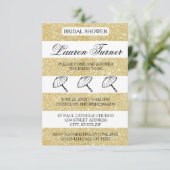 Goud & Witte Strepen -3x5 Bruiloftsuitnodiging Kaart (Staand voorkant)