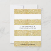 Goud & Witte Strepen -3x5 Bruiloftsuitnodiging Kaart (Achterkant)