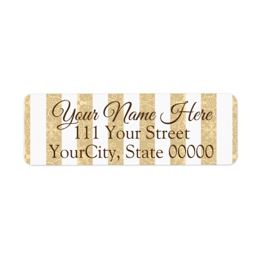 Goud & Witte Strepen Elegant Etiket (Voorkant)