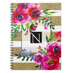 Goud Witte Strepen Krachtig Glam Bloemrijk Botanis Notitieboek