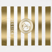 Goud & witte strepen met gouden nautische anker fleece deken (Voorkant (Horizontaal))