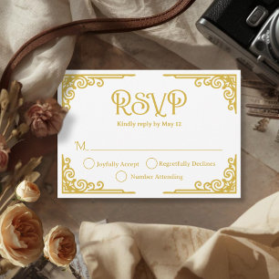Goud Witte Trouw RSVP Kaartje