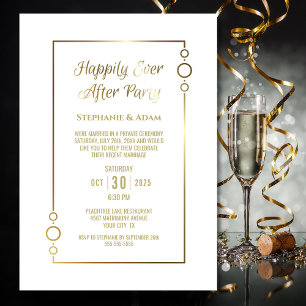 Goud Witte Trouwreceptie met een Happy End Kaart